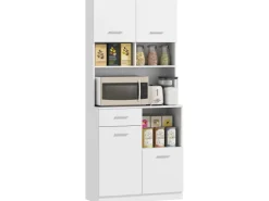 Outlet HOMCOM Küchenschrank Hochschrank MDF Weiß 80L x 35B x 180H cm
