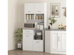 Outlet HOMCOM Küchenschrank Hochschrank MDF Weiß 80L x 35B x 180H cm