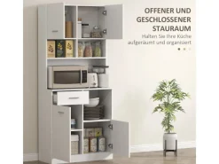 Outlet HOMCOM Küchenschrank Hochschrank MDF Weiß 80L x 35B x 180H cm