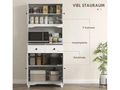 HOMCOM Küchenschrank Hochschrank Spanplatte Weiß 74,5L x 40B x 172H cm