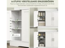 HOMCOM Küchenschrank Spanplatte MDF 108L x 35B x 180H cm Weiß