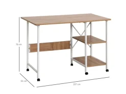 Online HOMCOM Klapptisch Mobiler Computertisch mit Rollen MDF Natur 107 x 55 x 76 cm