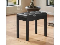 Discount HOMCOM Klavierbank Gummiholz Kunstleder 55L x 34B x 50H cm Schwarz