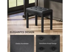 Discount HOMCOM Klavierbank Gummiholz Kunstleder 55L x 34B x 50H cm Schwarz