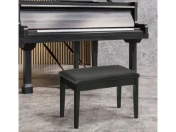 New HOMCOM Klavierbank mit Stauraum Lederkissen Schwarz 75 x 35 x 49 cm