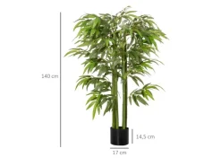 HOMCOM Künstliche Pflanze Seidentuch Kunststoff 17L x 17B x 140H cm