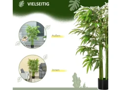 HOMCOM Künstliche Pflanze Seidentuch Kunststoff 17L x 17B x 140H cm