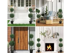 Discount HOMCOM Künstlicher Buchsbaum 2er-Set Groß 91,6 cm