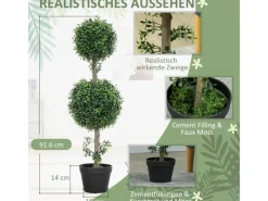 Discount HOMCOM Künstlicher Buchsbaum 2er-Set Groß 91,6 cm