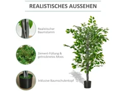 HOMCOM Künstlicher Ficusbaum Kunststoff Zement 15L x 15B x 135H cm