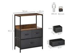 Best HOMCOM Kommode mit 3 Schubladen Aufbewahrungsschrank Kommodenschrank Schwarz