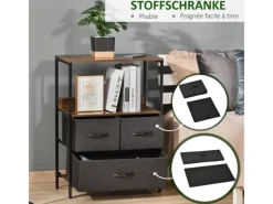 Best HOMCOM Kommode mit 3 Schubladen Aufbewahrungsschrank Kommodenschrank Schwarz