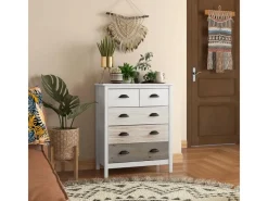 HOMCOM Kommode mit 5 Schubladen Griff Kippschutz Weiß 70 x 38 x 85 cm