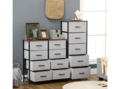 HOMCOM Kommode Sideboard mit 5 Klappbaren Schubladenschrank Grau