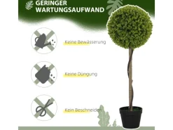 HOMCOM Kunstpflanze 2er-Set Kunststoff Zement Ø28 x 90 cm