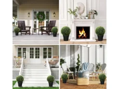 HOMCOM Kunstpflanze 2er-Set Kunststoff 45L x 45B x 45H cm