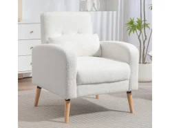 Discount HOMCOM Loungesessel Sessel mit Lendenkissen Gepolstert Polstersessel Weiß