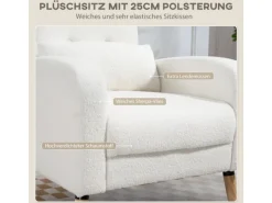 Discount HOMCOM Loungesessel Sessel mit Lendenkissen Gepolstert Polstersessel Weiß