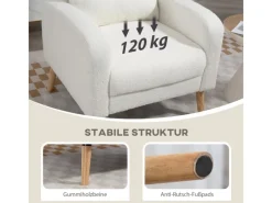 Discount HOMCOM Loungesessel Sessel mit Lendenkissen Gepolstert Polstersessel Weiß
