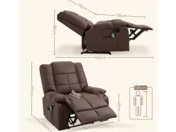 Sale HOMCOM Massagesessel Elektrisch Kunstleder Holz Stahl Braun 94 x 99 x 99 cm