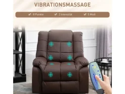 Sale HOMCOM Massagesessel Elektrisch Kunstleder Holz Stahl Braun 94 x 99 x 99 cm