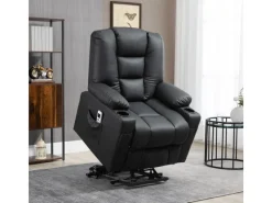 HOMCOM Massagesessel Kunstleder Stahl Schwarz 90L x 98B x 102H cm