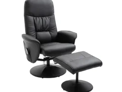 HOMCOM Massagesessel mit Fußhocker Stauraum Liegefunktion Schwarz 76 x 81 x 105 cm