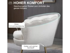 HOMCOM Polstersessel Polyester Schaumstoff Weiß 79L x 77B x 77H cm