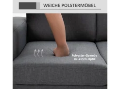 New HOMCOM Polstersofa mit Kissen Armlehne Leinen 200 x 82 x 78 cm