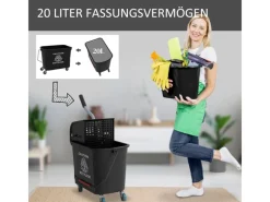 HOMCOM Putzwagen mit Wischmopp Kunststoff Schwarz 60L x 27B x 70,5H cm