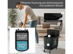 HOMCOM Putzwagen mit Wischmopp Kunststoff Schwarz 60L x 27B x 70,5H cm