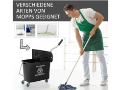 HOMCOM Putzwagen mit Wischmopp Kunststoff Schwarz 60L x 27B x 70,5H cm