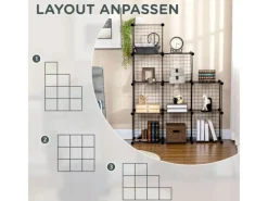Online HOMCOM Regalsystem aus Stahldraht DIY 9 Fächer Schwarz 35 x 35 x 35 cm Je Würfel