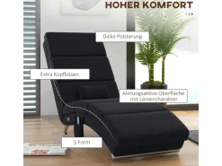 Outlet HOMCOM Relaxliege mit Massagefunktion Polyester Stahl 168L x 56B x 84H cm Schwarz