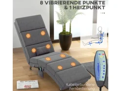 HOMCOM Relaxliege mit Massagefunktion Rückenlehne mit 5 Modi Kissen Dunkelgrau