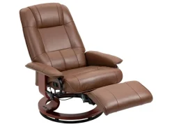 HOMCOM Relaxsessel Drehbar mit Liegefunktion Fußstütze Armlehne Kunstleder Braun