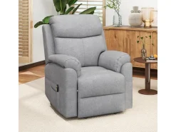 HOMCOM Relaxsessel Elektrisch mit Aufstehhilfe 5 Massagemodi Liegefunktion für Wohnzimmer Grau