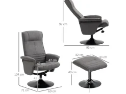 Hot HOMCOM Relaxsessel mit Hocker Drehbar bis 150 kg Belastbar