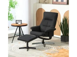 Outlet HOMCOM Relaxsessel mit Hocker Polyester Schwarz 74L x 81B x 102H cm