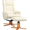 HOMCOM Relaxsessel mit Hocker Liegefunktion Wippfunktion Kunstleder Cremeweiß