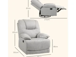 HOMCOM Relaxsessel mit Liegefunktion Fußstütze Taschenfederkern