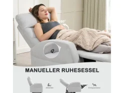 Sale HOMCOM Relaxsessel mit Liegefunktion Polyester 76L x 93B x 103H cm Hellgrau