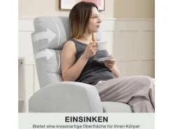 Sale HOMCOM Relaxsessel mit Liegefunktion Polyester 76L x 93B x 103H cm Hellgrau