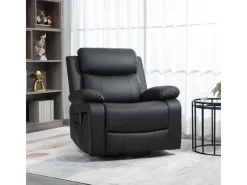 Sale HOMCOM Relaxsessel mit Massagefunktion Elektrisch Kunstleder Schwarz