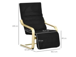 New HOMCOM Relaxstuhl mit Verstellbarem Fußteil 66,5 x 94 x 100 cm