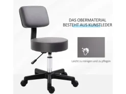 HOMCOM Rollhocker Höhenverstellbar mit Lehne Ø35 x 72-84 cm