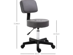 HOMCOM Rollhocker Höhenverstellbar mit Lehne Ø35 x 72-84 cm