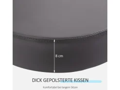 HOMCOM Rollhocker Höhenverstellbar mit Lehne Ø35 x 72-84 cm