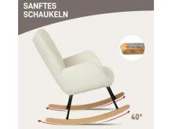 Hot HOMCOM Schaukelstuhl Berbervlies Buchenholz Stahl Schaumstoff Weiß