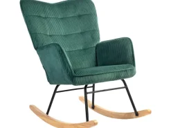 HOMCOM Schaukelstuhl Kord Buchenholz Stahl Schaumstoff